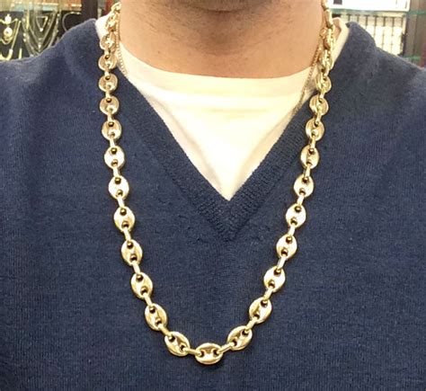 puffed gucci link gold chain|Gucci link gold chain necklace.